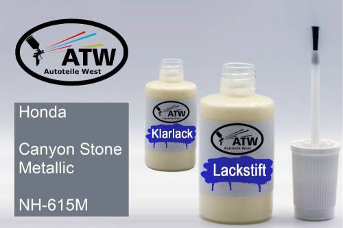 Honda, Canyon Stone Metallic, NH-615M: 20ml Lackstift + 20ml Klarlack - Set, von ATW Autoteile West.